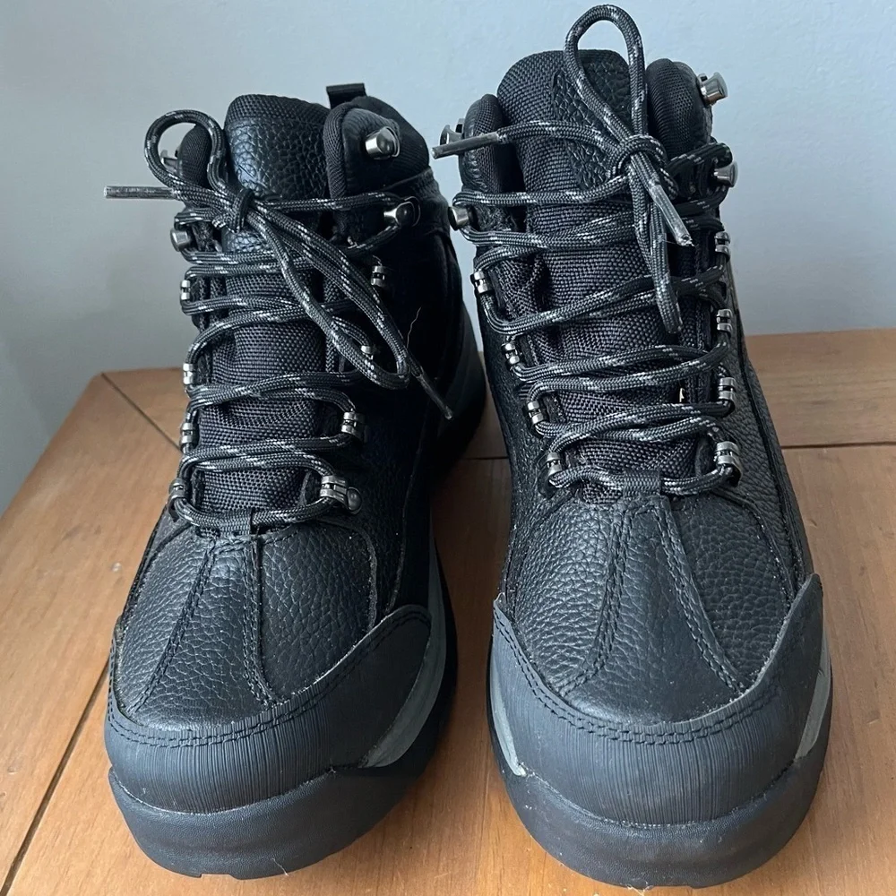 NEW NORTIV 8 Mens Black Leather Waterproof Lace Up Ankle Hiking Boots 7.5